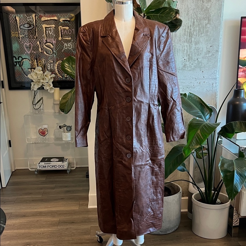Bar III Rich Brown Faux Leather Jacket